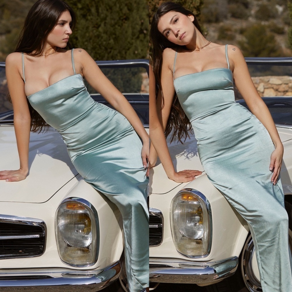 HOUSE OF CB‎ 'Costanza' Light Jade Maxi Dress blue NWOT size L